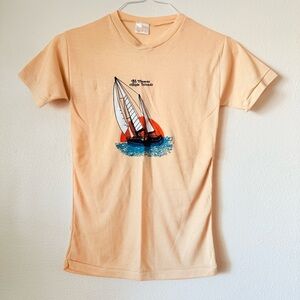 1970s Vintage Graphic Tee with Sailboat Design